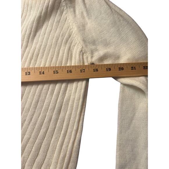 Vtg Grandma Cozy Sweater S Ribbed Knit Puff Sleeve Fitted Wrap Acrylic - Picture 4 of 8